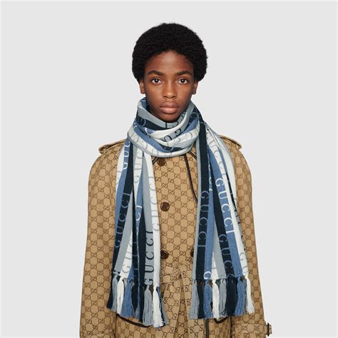 gucci stripe wool scarf|gucci wool scarf unisex.